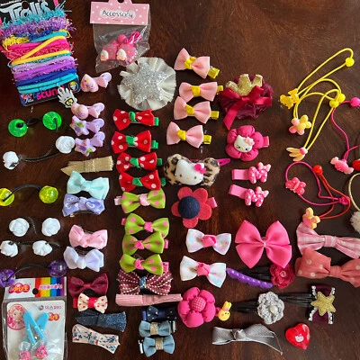 89 Pc Girl Hair Accessories Hellokitty/Trolls/ Minnie  - Image 1 of 4