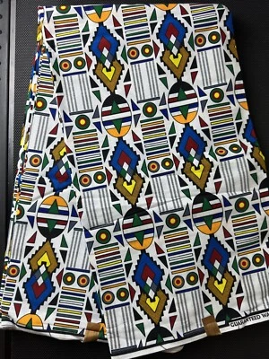 Tela africana blanca - Ankara - Tela 100 % algodón - 6 yardas Foto 1 de 4