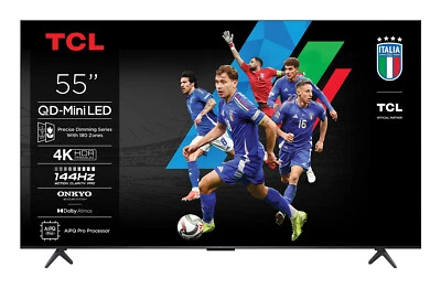 TCL Smart TV 55" 4K Ultra HD QD-Mini LED Google TV Classe F Metallico 55C69K - Immagine 1 di 4