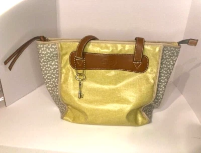 Bolso de Mano Fossil Key Correa para el Hombro Cartera Amarilla Lona Recubierta Foto 1 de 4