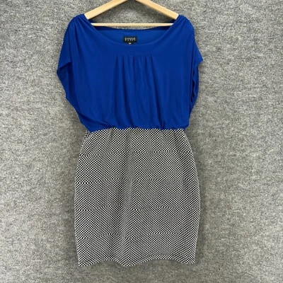 Vestido feminino En Focus 16W plus azul bainha bolinhas midi manga curta forrado - Imagem 1 de 4