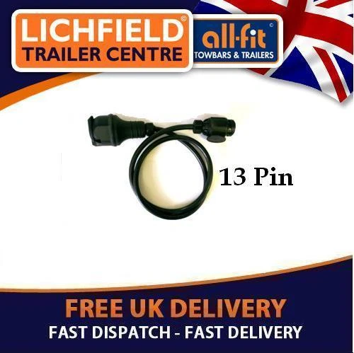 13 Pin Caravan extension lead 3m fully wired plug to inline socket  - Image 1 of 1