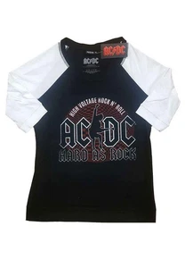 Camiseta AC/DC Hard As Rock Band Logo Oficial Negra Raglán Manga 3/4 Para Mujer - Imagen 1 de 4