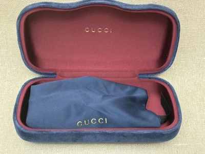 GUCCI AZUL TERCIOPELO ESTUCHE GRANDE GAFAS GAFAS GAFAS GAFAS DE SOL ESTUCHE CON BOLSA Foto 1 de 4