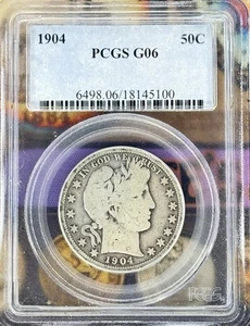 1904 pcgs g06 barber half dollar 90% Silbermünze - Bild 1 von 6