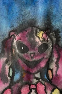 “Bunny” original horror art watercolour paint & ink on paper size A5 - Picture 1 of 2