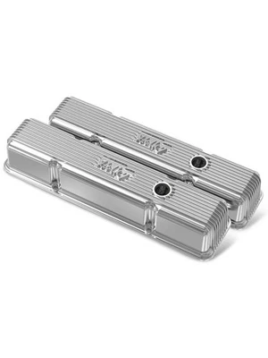 Holley Valve Covers Vintage Cast Polished Finned Logo Chevy SB (241-241) - Image 1 of 4