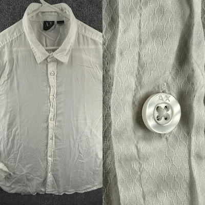 Camisa Armani Ligera XL Blanca Diseñador Para Hombres Sólida Abotonada Manga Larga Foto 1 de 4