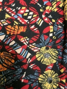 Lularoe Kids L/XL Leggings NWOT- Geometric Floral- Black Background, colorful - Picture 1 of 3