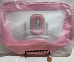 Personalized Initial Letter Clear Travel Makeup Bag Chenille O Patch - Picture 1 of 3