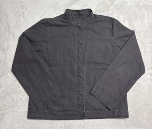 EILEEN FISHER Petite Medium Gray Mandarin Collar Cotton Jacket Minimalist Modern - Picture 1 of 9