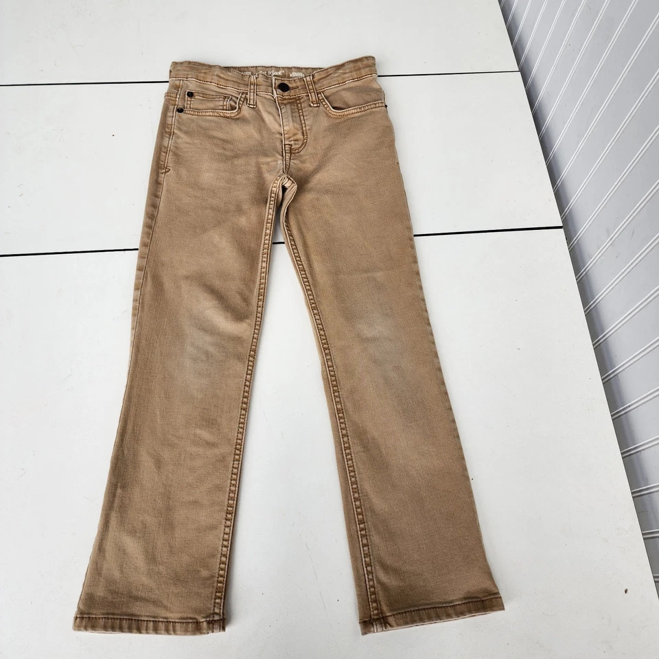 Calça jeans stretch masculina cáqui marrom bronzeado reta cintura ajustável escolar 8 Cat & Jack - Imagem 1 de 4