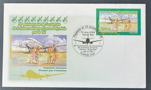 First Day Cover 50th Anniversary Air Connection France Polynesia - Picture 1 of 2