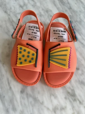 NEW Mini Melissa Mia Fabula Coral Butterfly Toddler Sandals - Size 7 (83) - Image 1 of 3