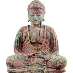 ¡Estatua de piedra volcánica y quemador de incienso de Buda meditando de 8"! - Imagen 1 de 2