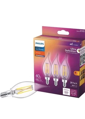 Philips 566661  40w Ba11 Wg Led Bulb  Warm Glow Dimmable 3 Pack NEW - Image 1 of 4