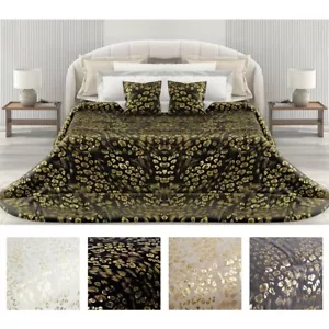 Duvet Cover Double Bed 2 Places Winter Animal Print Gold - Picture 1 of 14