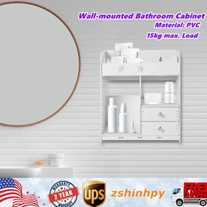 Bathroom Cabinet Wall Mounted Shelf Small Kitchen Toilet Drawer Organizer - Picture 1 of 16