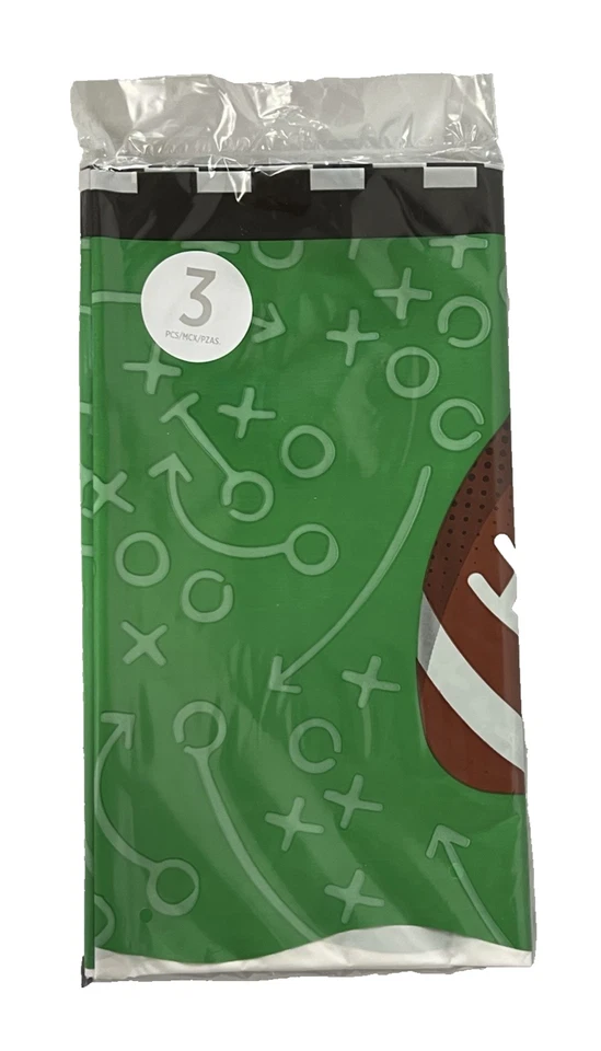 "Mantel de fútbol de plástico | Paquete de 3 piezas de fiesta 54"" x 84"" características juego" Foto 1 de 2
