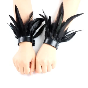 Men'S Feather Bracelet Sleeves Halloween Party Masquerade Performance Costumes A - Picture 1 of 13