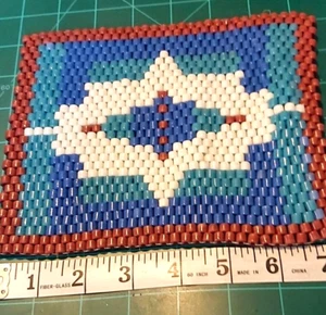 Vintage Glass Bead Trivet Doilie 7 1/4" 70's Colors And Southwestern Style Read - Picture 1 of 4