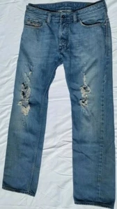 Pantalones de mezclilla DIESEL Holey W32 L31 “SAFADO” regular ajustados rectos azules café corredor  - Imagen 1 de 12