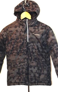 Columbia Black Camo Child Coat Size S (8) Hood Zip Hook & Loop Closure Cuffs - Picture 1 of 9