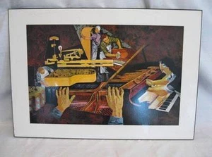 Piano Maker Print Wall Plaque Colorful Kane Virginia Plak Music Keyboard O AS IS - Picture 1 of 11