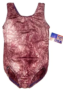 Motionwear Leotard Leo Bodysuit Tank Tie Dye Stretch Maroon New Nwt Girl Int 4 5 - Picture 1 of 7