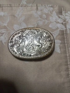 Western Flower Swirl Design Oval Small Cowboy Belt Buckle by Crumrine - Bild 1 von 3