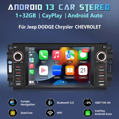 7" Carplay Android 13 Autoradio GPS Navi WIFI DAB+ Für Jeep CHEVROLET DODGE 32G - Bild 1 von 4