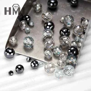 Loose Moissanite Diamond Round Shape Ball Beads White Black DIY Ring Necklace - Picture 1 of 23