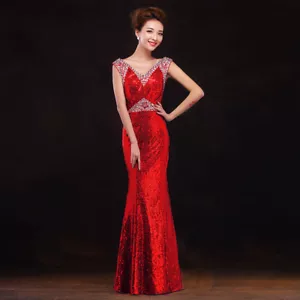 Women Sexy Party Dress Sleeveless Sheath Sequins Crystal Formal Prom Dress - Picture 1 of 1