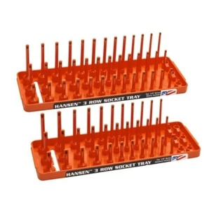 Hansen 1/4" Socket Organizer Tray Holder Set 3 Row Metric SAE Shallow Deep OR - Picture 1 of 6