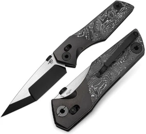 Bestech Knives Cetus Folding Knife 4" Bohler M390 Steel Blade Aluminum Foil CF - Picture 1 of 15