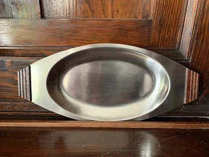 Vintage 60s Stainless Steel Hostess Server Tray Dish w/ Rosewood Handles 12”x5.5 - Bild 1 von 4