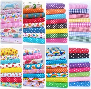 POLY COTTON FABRIC BUNDLES LARGE REMNANTS SQUARES SEWING CRAFT MATERIAL 8 PIECE - Picture 1 of 15