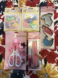 Sunny Side up Bakery Baby Metal cookie cutters Icing Smoother Lot Ball Tongs New