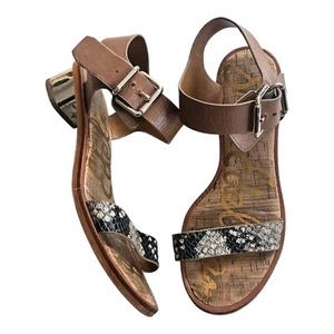 Sandalias Sam Edelman Trina con tiras de cuero de serpiente correa al tobillo hebilla talla 7,5 - Imagen 1 de 13