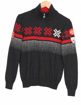 Pull pull en laine col zippé DALE OF NORWAY SKIPOOL COCA COLA pour femme tail... - Photo 1/4