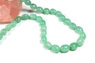 A++ Natural Green Aventurine Smooth Oval Gemstone Beaded Choker Necklaces 19'' - Image 1 of 4