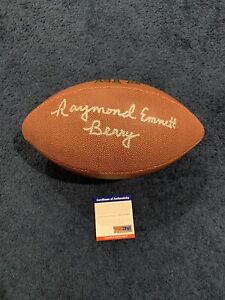 Raymond Emmett Berry Signed Full Size Football PSA, Colts With Full Name
