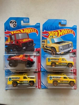 Hot Wheels Rescue Rapid Responder Mercede Unimog 1300 Lot Bundle of 4 New Sealed - Image 1 of 4