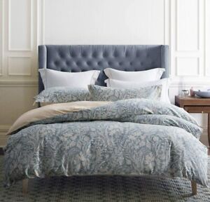 SLEEPBELLA Duvet Cover Set King, Beige & Bluish Grey Botanical Luxurious Pattern