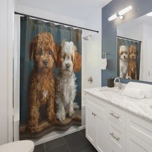 Poodle Puppies Shower Curtain | Majestic and Striking Bathroom Decors 71" × 74"  - Picture 1 of 3