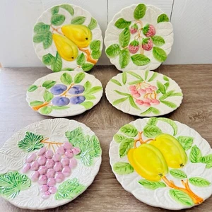Juego de 6 platos de ensalada de frutas en relieve Shafford Mayolica Fruit Du Jour *LEER* - Imagen 1 de 6