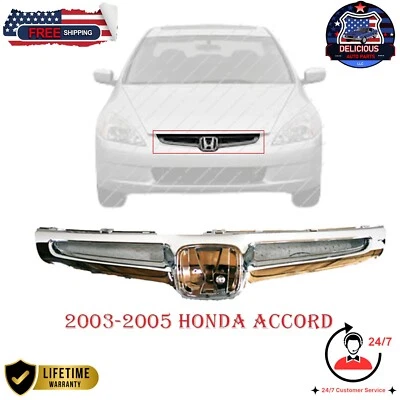 New All Chrome Front Grille for 2003 2004 2005 Honda Accord Sedan | HO1200158 - Image 1 of 4