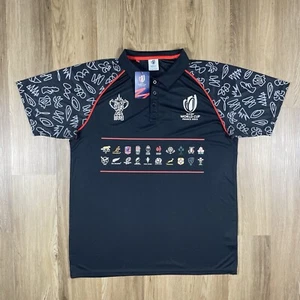 NWT Rugby Word Cup Polo Shirt Men’s 2XL France 2023 Black 20 Unions Sublimate - Picture 1 of 15