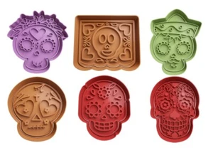 Mexican Skulls Halloween Cookie Cutters + insert - approx. 8cm - Picture 1 of 9