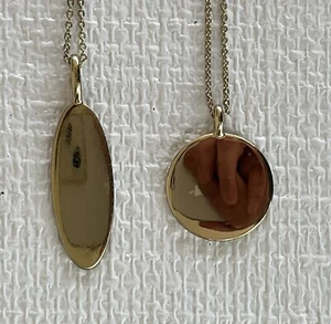 Loft Necklaces Lot Of 2, Gold-toned Chains & Blank Pendants Oval & Round - Picture 1 of 6